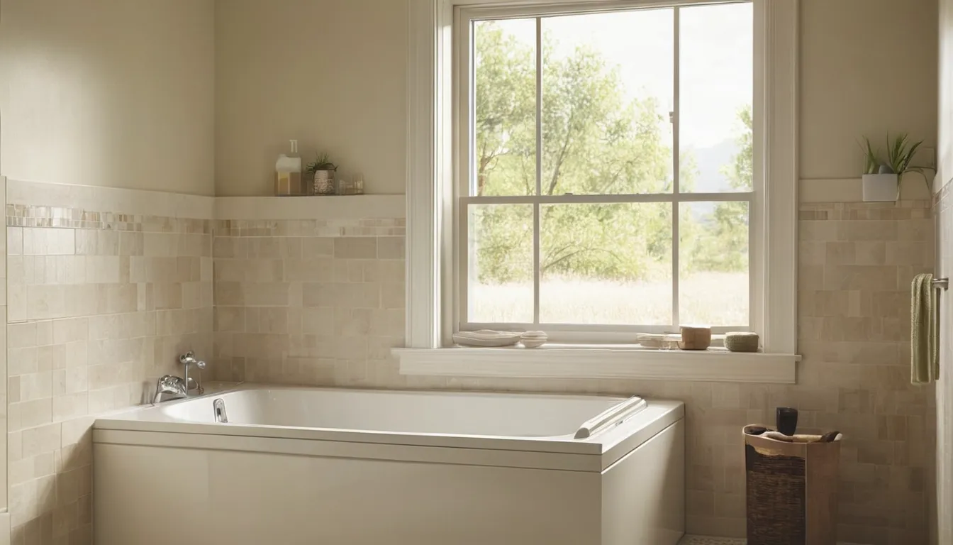 A senior homeowner looking at a walk-in tub in a bright Old Westbury bathroom
